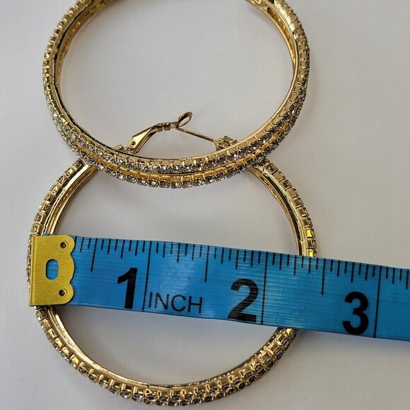 Double Hoop Earrings with Crystals - Picture 4 of 6